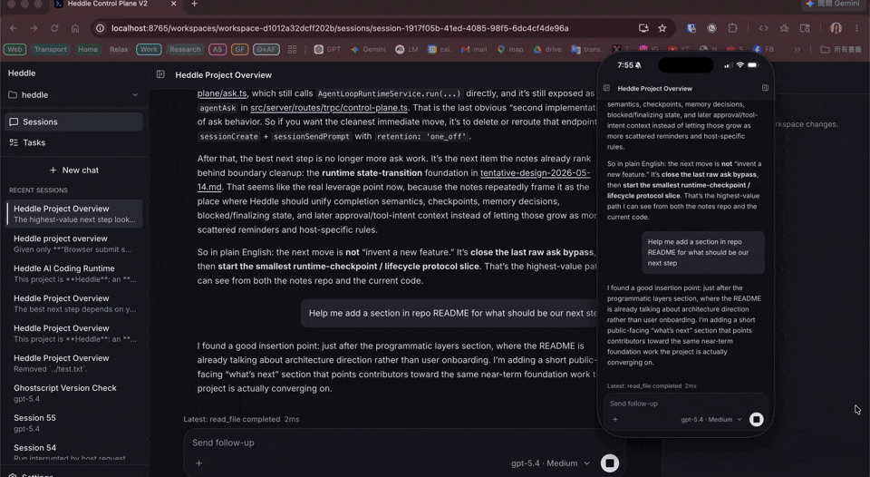 Heddle browser and mobile diff review